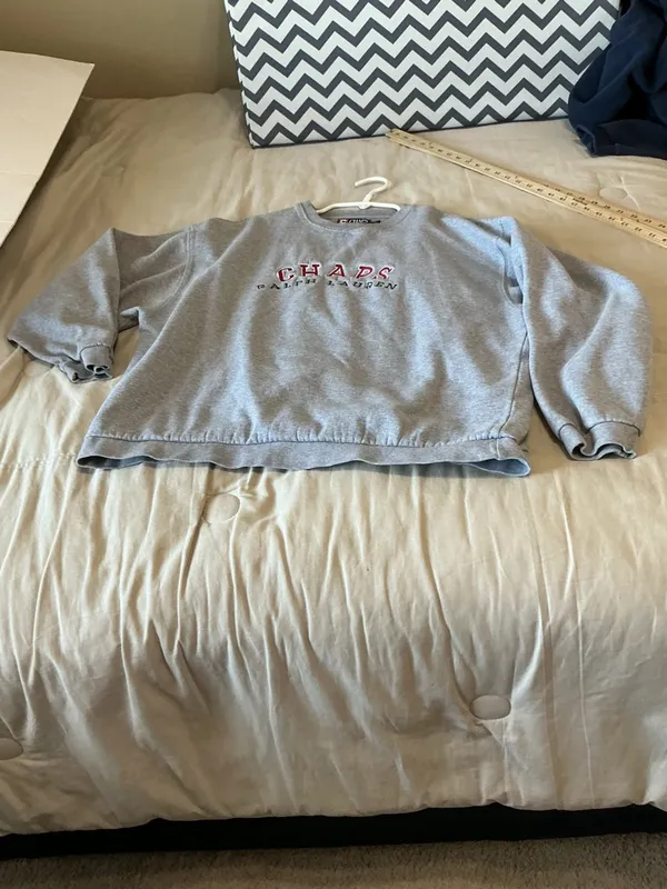 Vintage Y2K Ralph Lauren Chaps Heather Gray Logo Crewneck Sweatshirt XL - Image 5