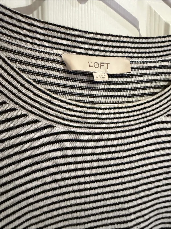 LOFT Women's Black & White Striped Long-Sleeve Tee - Image 3