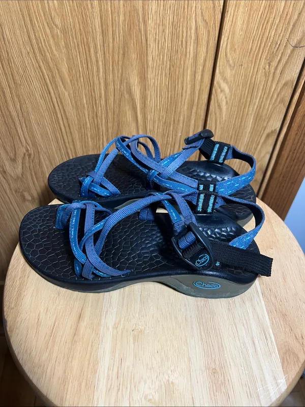 Chacos Blue Strappy Women's Sandals with Black Footbed - Image 2