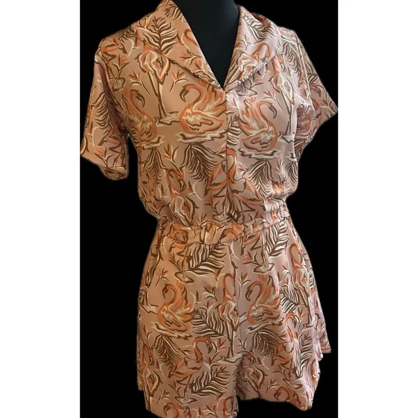 Pink Flamingo Tropical Romper Retro Vacation Outfit XS - Image 5