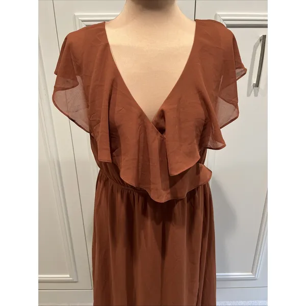 Baltic Born Katya Faux Wrap Rust Brown Maxi Gown Bridesmaid Missing Belt - Image 2