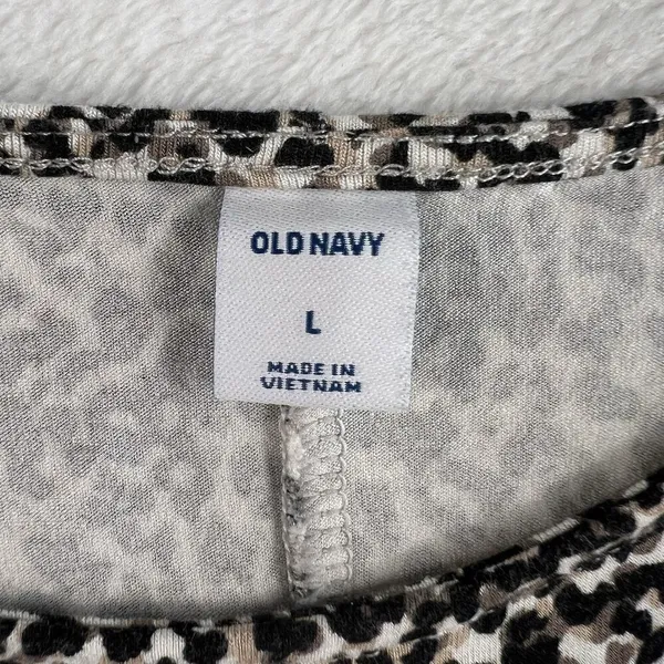 Old Navy‎ L Large Swing Dress Short Sleeve Leopard Print Jersey Knit Crew Neck - Image 6