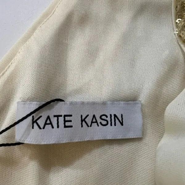 NWT Kate Kasin Gold Sequin V-Neck Formal Maxi Gown Dress Size XS US 2 - Image 13