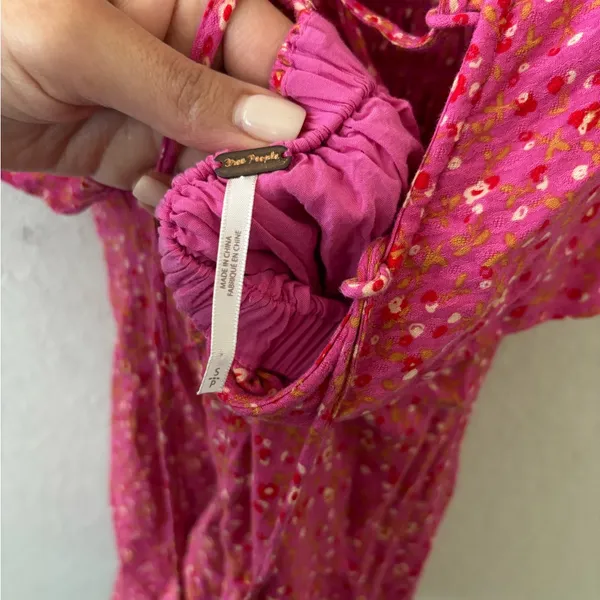 Free People Pink Floral Mini Dress Size Small - Image 7