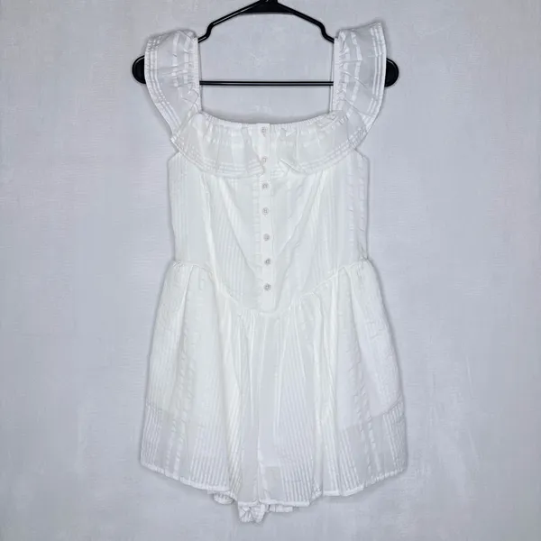 Aerie White Ruffle Sleeve Romper - Image 2