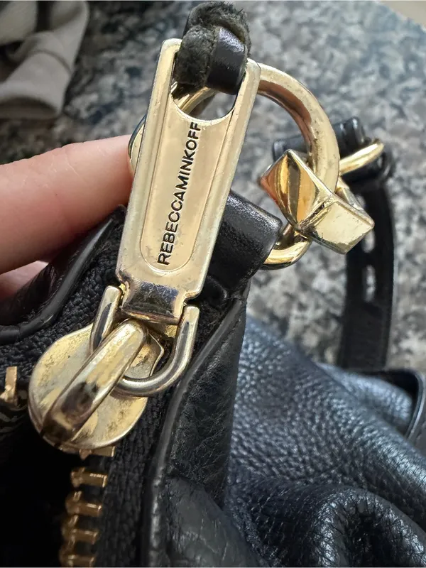 REBECCA MINKOFF MAB Bowery BLACK Trapezoid Leather Satchel Bag AUTHENTIC - Image 7
