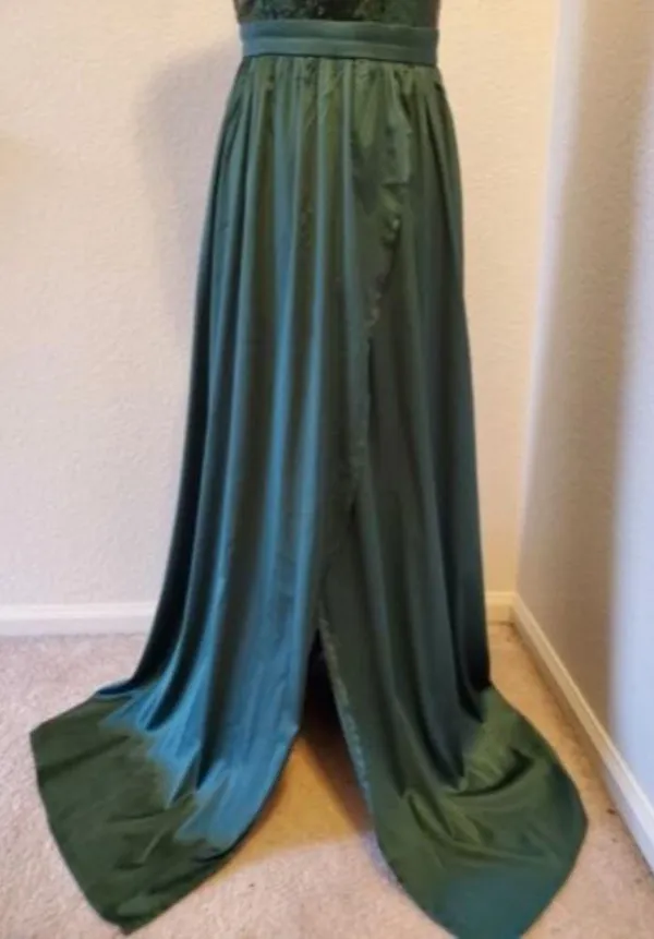 Evening Dress Formal Party Prom Gown Green Sequins Size XS - Image 2