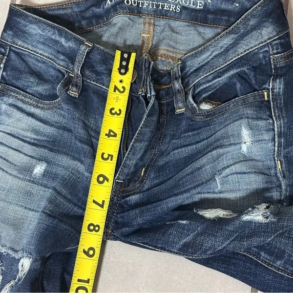 American Eagle Women Denim Blue Destroy Jeans jeggings size‎ 00 - Image 8