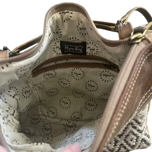 Myra Bag Contentment‎ 100% Cotton Leather Boho Crossbody Bag Purse - Image 7