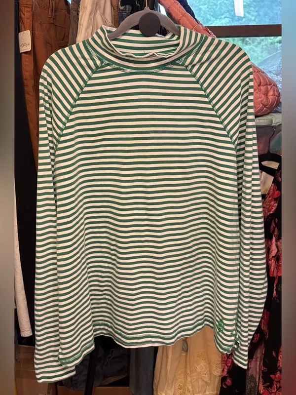 NWOT Free People FP Movement Restoration Yarn Dye Stripe Layer - Green Glow - L - Image 9