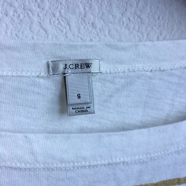 J. Crew Gold & Cream Three Quarter Boat Blouse Top Shirt Small - Image 3