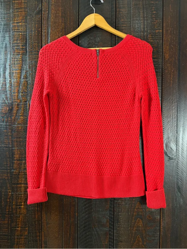 American Eagle Red Open Knit Sweater XS - Image 5