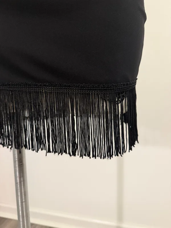 Black Fringe Hem Mini Skirt - Image 2