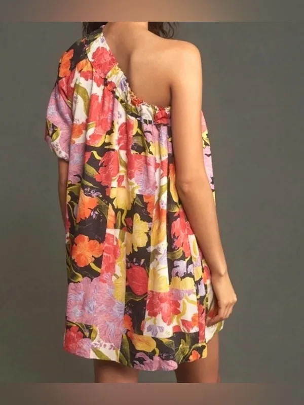 Anthropologie‎ x Yukiko Noritake floral one sleeve mini shift dress size xxsp - Image 3
