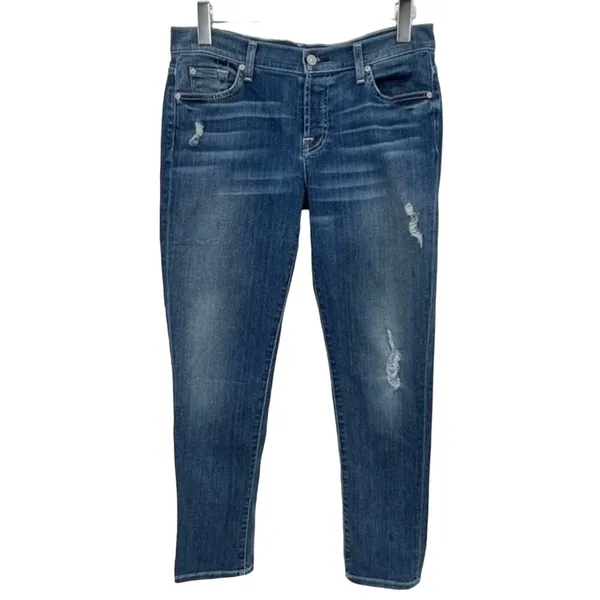7 For All Mankind Josefina skinny boyfriend blue medium wash denim jeans 28 - Image 10