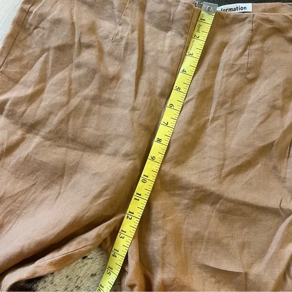 REFORMATION Brown Justin‎ 100% Linen Trouser Pant Size 8 - Image 9