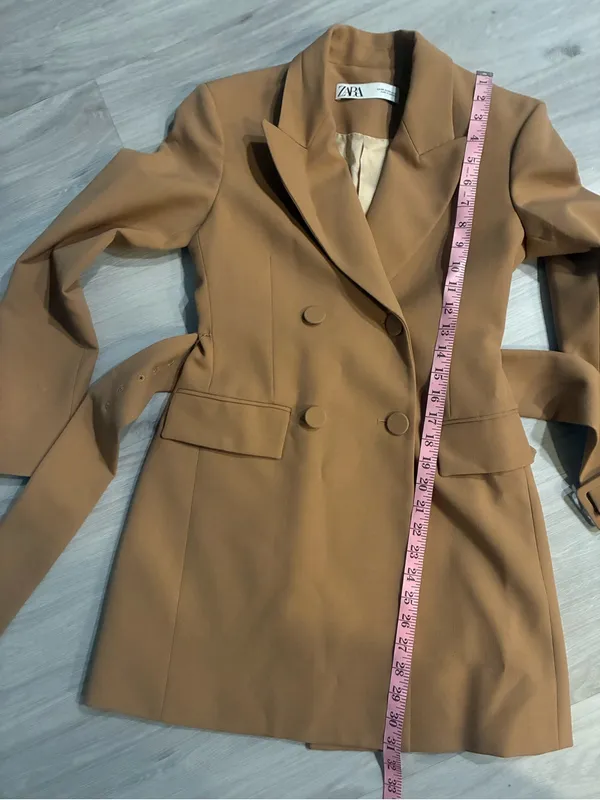 Zara Camel Double-Breasted Belted Trench Coat‎ - Image 8