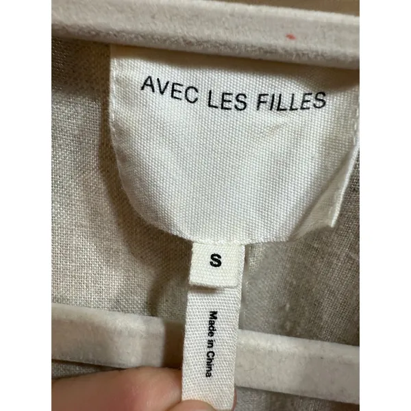 Avec Les Filles Oversized Light‎ Tan Linen Trench Coat Sz S Linencore Neutral - Image 5