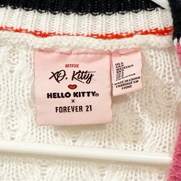 XO Kitty Hello Kitty Forever 21 Cropped Knit Cardigan Sweater Size‎ Small - Image 4