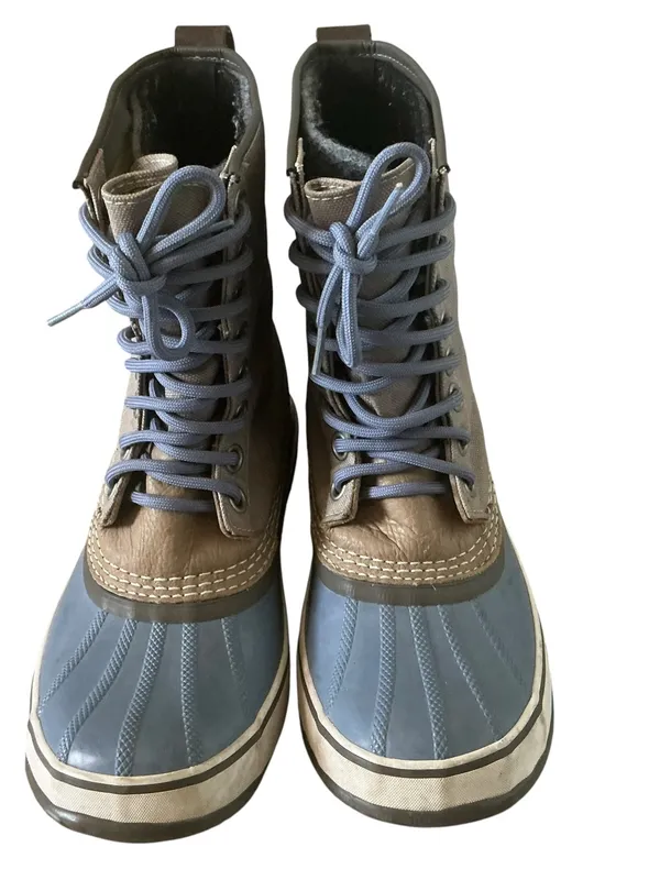 Sorel 1964 premium CVS waterproof boots tan and blue size 8 winter snow boot - Image 2
