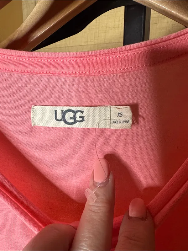 NWOT UGG Brinlee Pink Organic Cotton Tee XS Soft Crewneck T-Shirt - Image 3