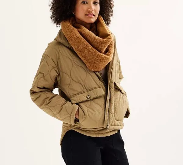 Sonoma tan quilted puffer jacket oversized large - Image 2