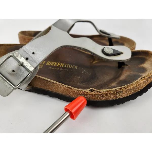 Birkenstock Gizeh‎ Womens Silver Leather Slide Sandals, Size US 10 EU 41 - Image 3