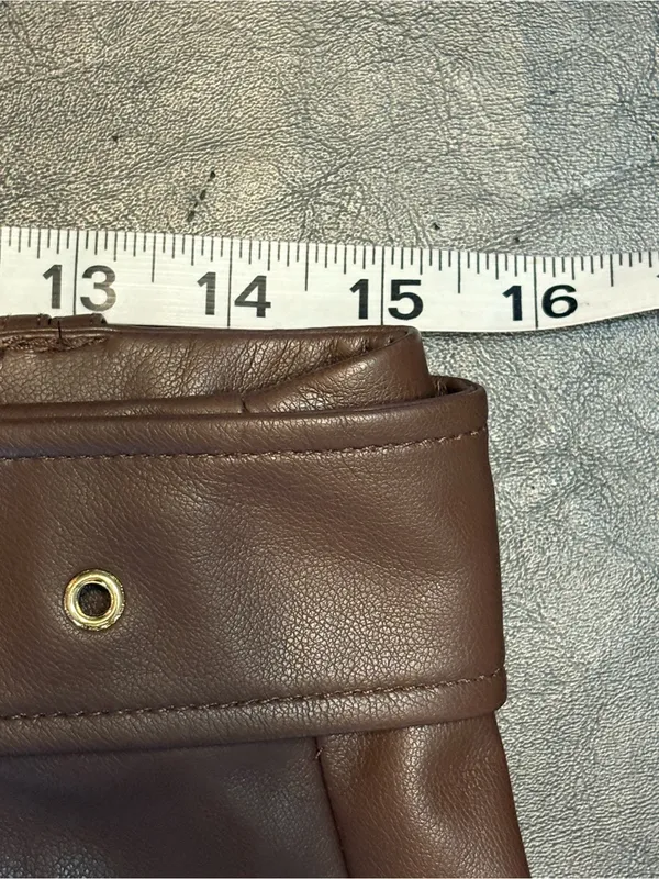 Marc New York NWT size Small Chocolate Brown Faux Leather Belted Pencil Skirt - Image 9