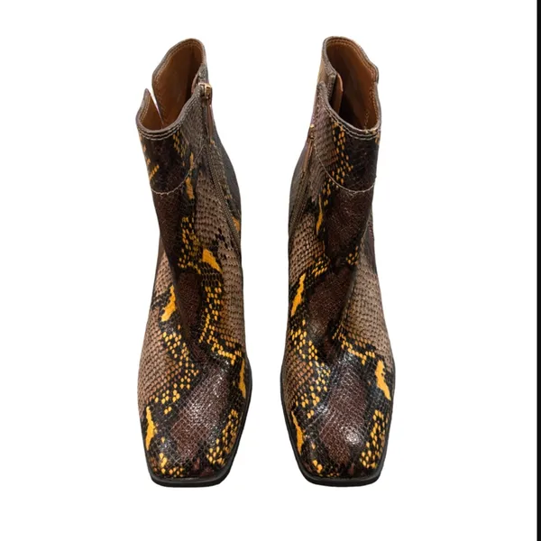 Franco Sarto Generous Snake Skin Block Heel Square Toe Generous Leather Boot 7.5 - Image 4