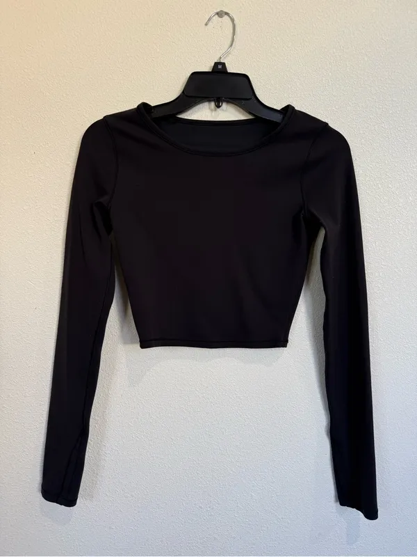 lululemon athletica Black Long-Sleeve Cropped Performance Top - Image 3