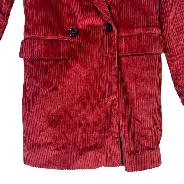 Altar'd State Corduroy Double Breasted Blazer Womens XS Red 100% Cotton Holiday - Image 3