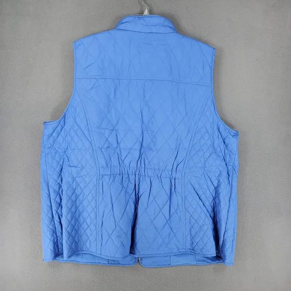 New Talbots Down Puffer Vest 2X Blue‎ Plus Preppy Quilted Fleece Lined - Image 3