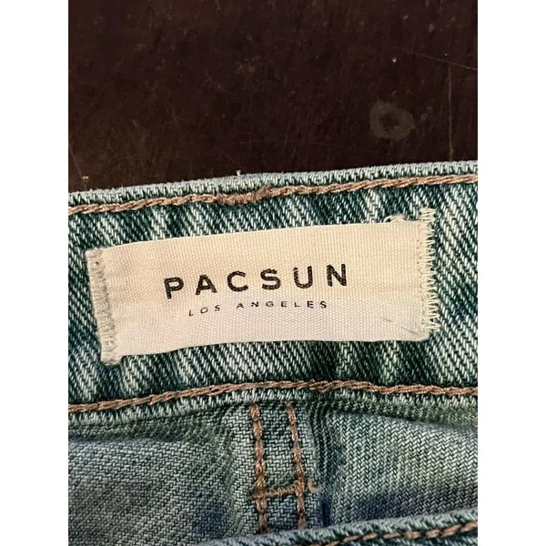 PacSun Mom Jeans Womens 29 Light Wash Hi Rise Embroidered Floral Denim - Image 9