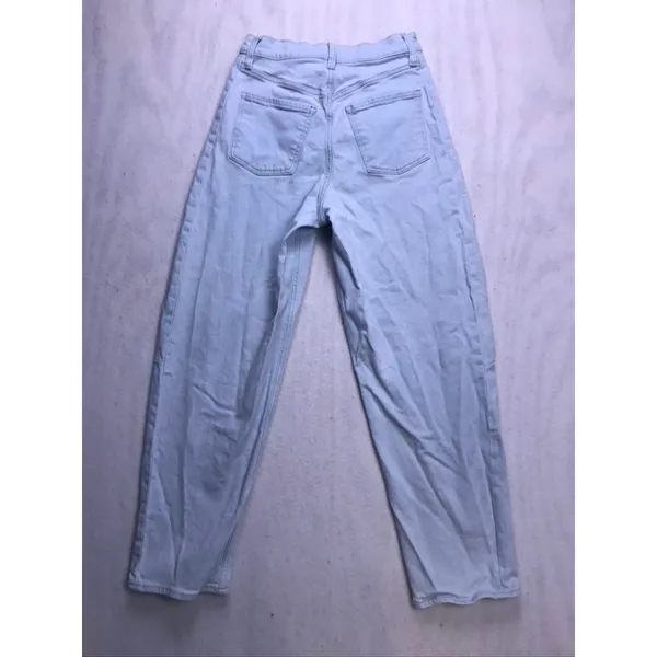 Old Navy Barrel Leg Jeans Womens 2 Tall Light Blue High Rise‎ Denim - Image 4