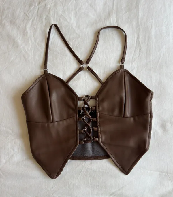 TIGERMIST brown leather top - Image 3