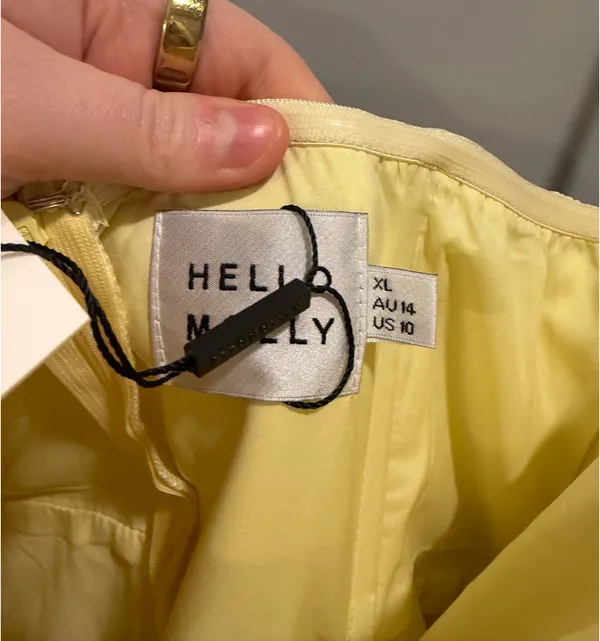 NWT Hello Molly The Real Icon Strapless Side Train Mini Dress Butter Yellow - Image 9