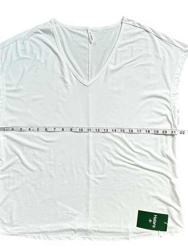 Halara V-Neck Dolman Sleeve Relaxed Lightweight T-Shirt White Size Large - Image 7