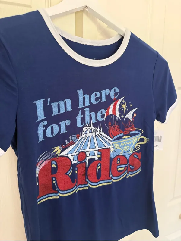 NWT Disney Parks I'm Here for the Rides Women's T-Shirt Graphic Size XS - Image 3