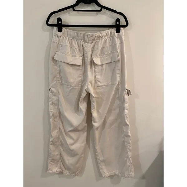Habitual Women's Cargo Pants M Drawstring Waist Beige Normcore Minimalist - Image 2