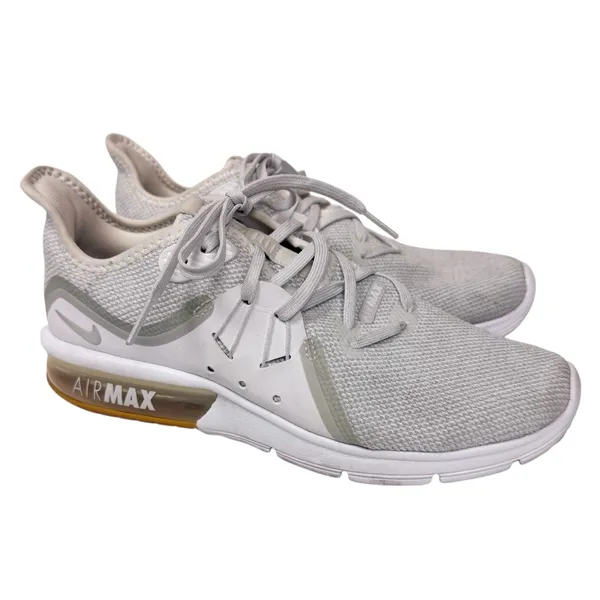 Nike Air Max Sequent 3‎ Running Sneakers White Platinum Gray Womens Size 8 - Image 2