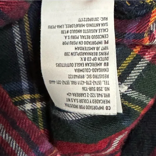 AMERICAN EAGLE Ahh-mazingly Soft Boyfriend Flannel Red Navy Plaid Size Medium - Image 7