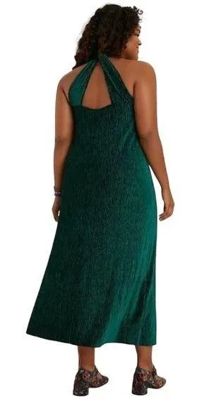 Anthropologie Maeve Twist-Back Velvet Holly Green Sleeveless Midi Dress - Image 2