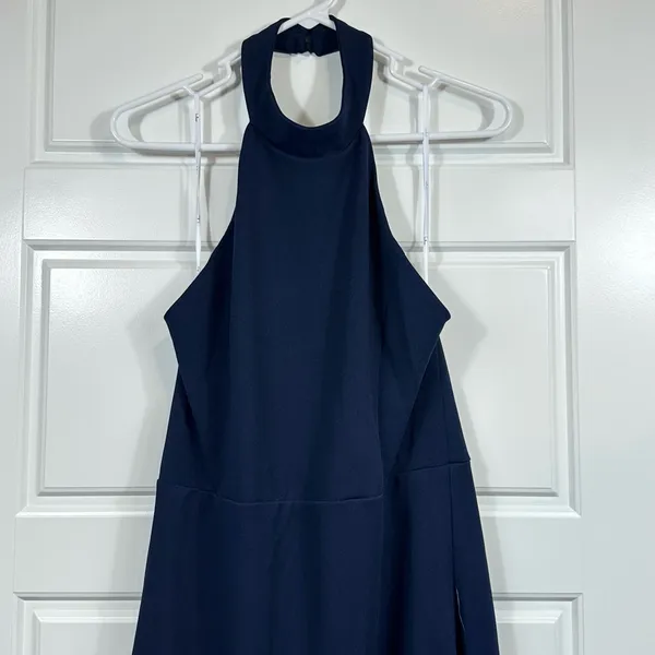 Lulus Women’s Majestic Perfection Navy Ruffled Halter Maxi Dress Size XL NWT - Image 4