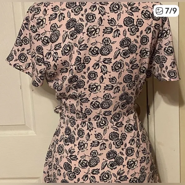 J. Crew Pink and Black Floral Midi Dress - Image 2