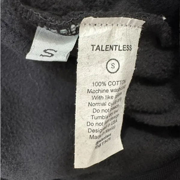 Talentless Black Hoodie Sweatshirt Unisex Minimal Logo Pullover Size Small - Image 6