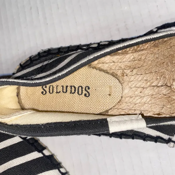 Soludos Black & White Striped Slip-On Flat Espadrilles Women's Size 5 - Image 8