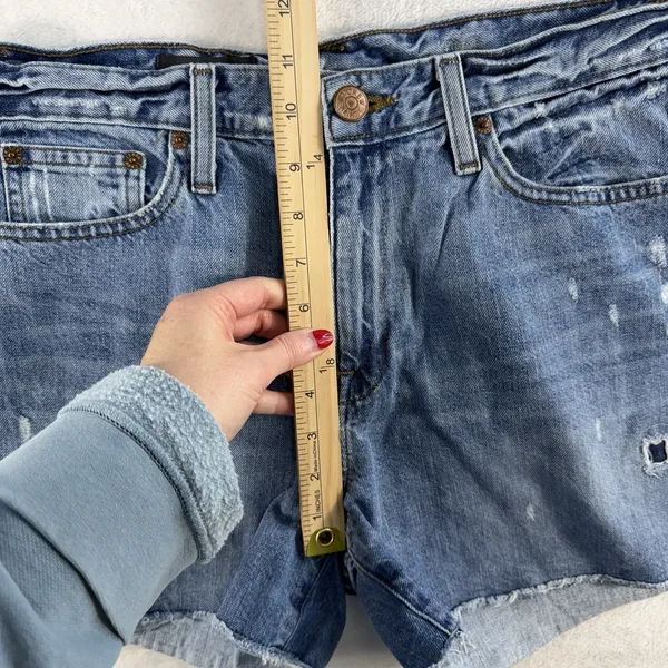 JCrew Sz 29 Jeans Shorts Broken In Boyfriend Cutoffs Blue Denim Distressed C0873 - Image 13