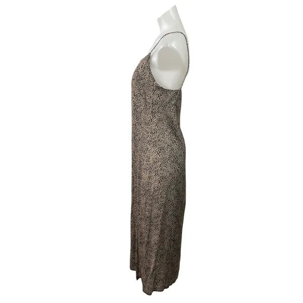 MNG Mango Beige Leopard Animal Print Sleeveless Slit Cami Tank Midi Dress Size 6 - Image 2