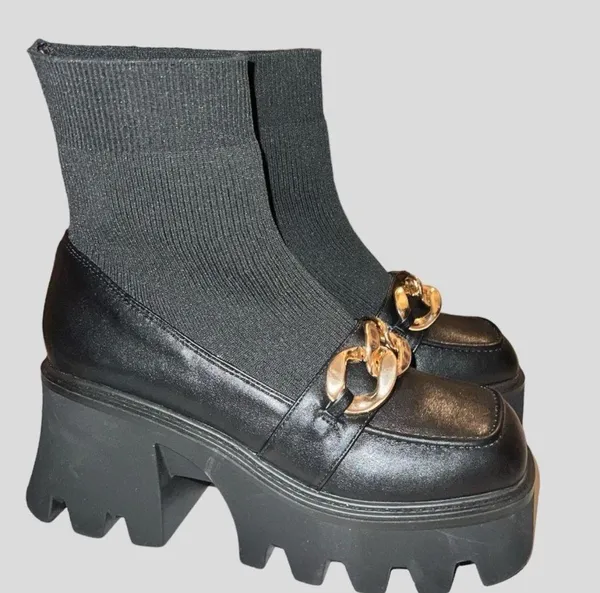 Black Chunky Platforms Size 11 - Image 6