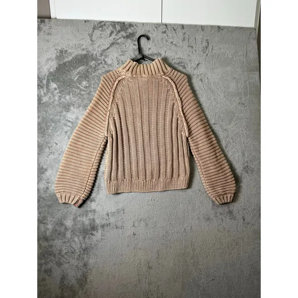 Free People Sweatheart Sweater Size XS Chunky Cable Knit Boho Soft Girl XS Brown - Image 3